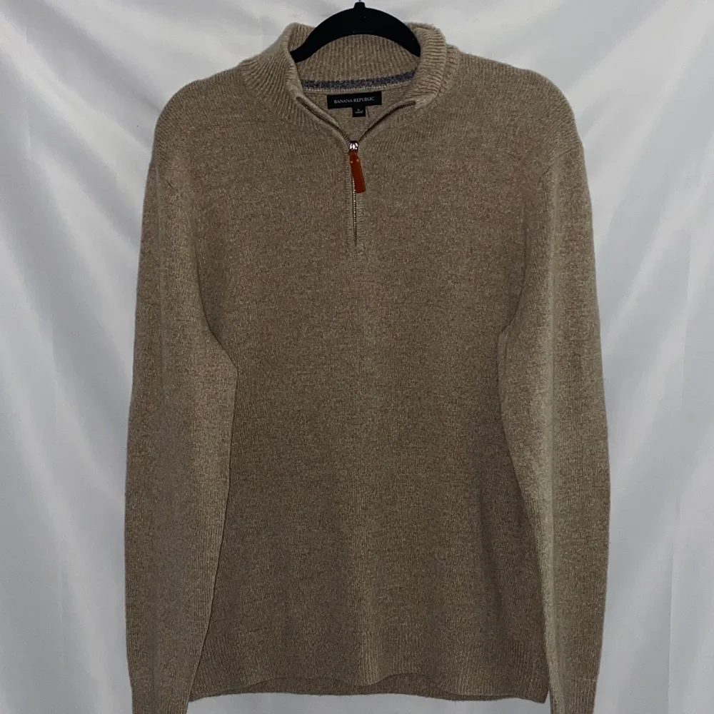 Banana Republic‎ Men's Tan ZipUp Sweater 80% MERINO WOOL BLEND GOOD CONDITION
